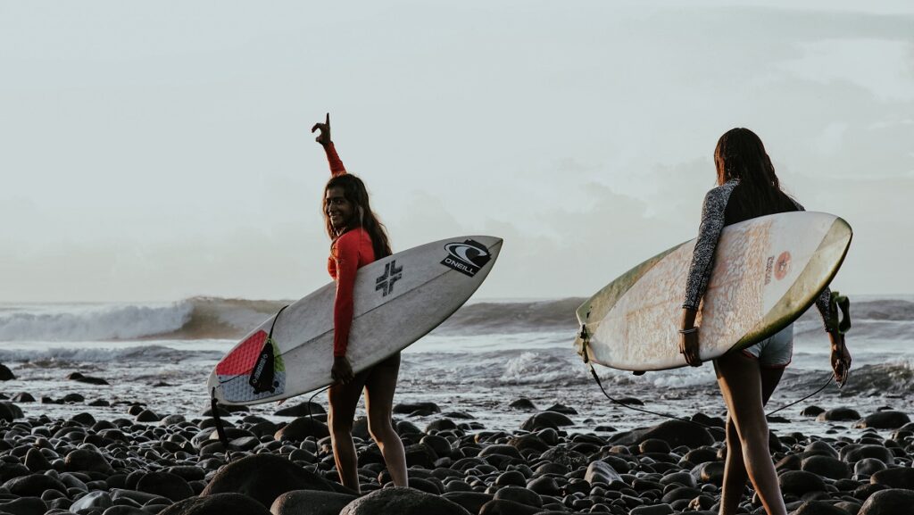 El Salvador, surfers at the beach